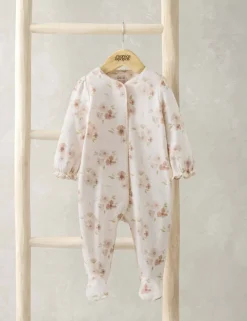 Pure Cotton Floral Sleepsuit (0-12 Mths)
