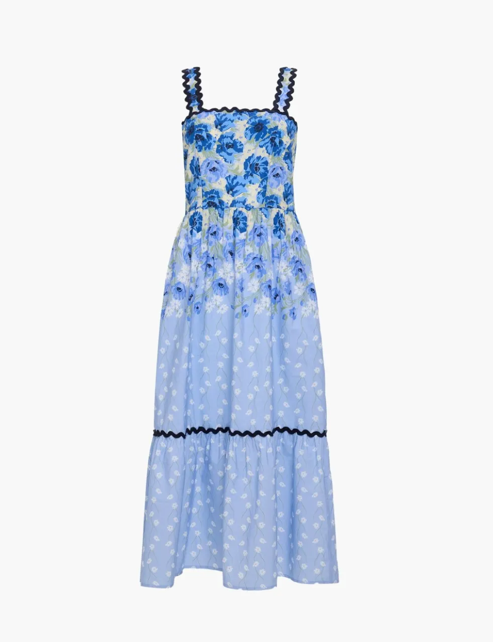 Pure Cotton Floral Square Neck Midaxi Dress