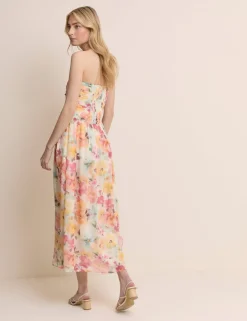 Pure Cotton Floral Strapless Midaxi Dress