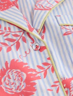 Pure Cotton Floral Striped Revere Pyjama Top
