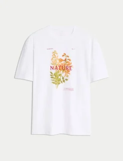 Pure Cotton Flower Graphic T-Shirt