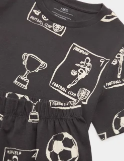 Pure Cotton Football Print Short Pyjamas (1-16 Yrs)
