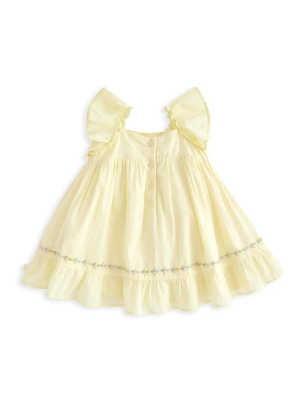 Pure Cotton Frill Embroidered Dress (0-3 Yrs)