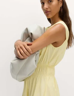 Pure Cotton Frill Hem Midaxi Waisted Dress