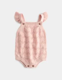 Pure Cotton Frill Knitted Romper (7lbs-18 Mths)