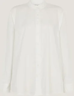 Pure Cotton Frill Neck Button Through Shirt