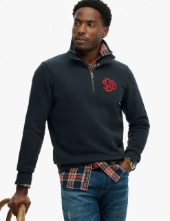 Pure Cotton Funnel Neck Half Zip Sweatshirt