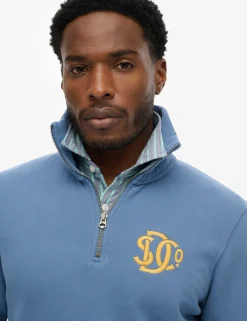 Pure Cotton Funnel Neck Half Zip Sweatshirt