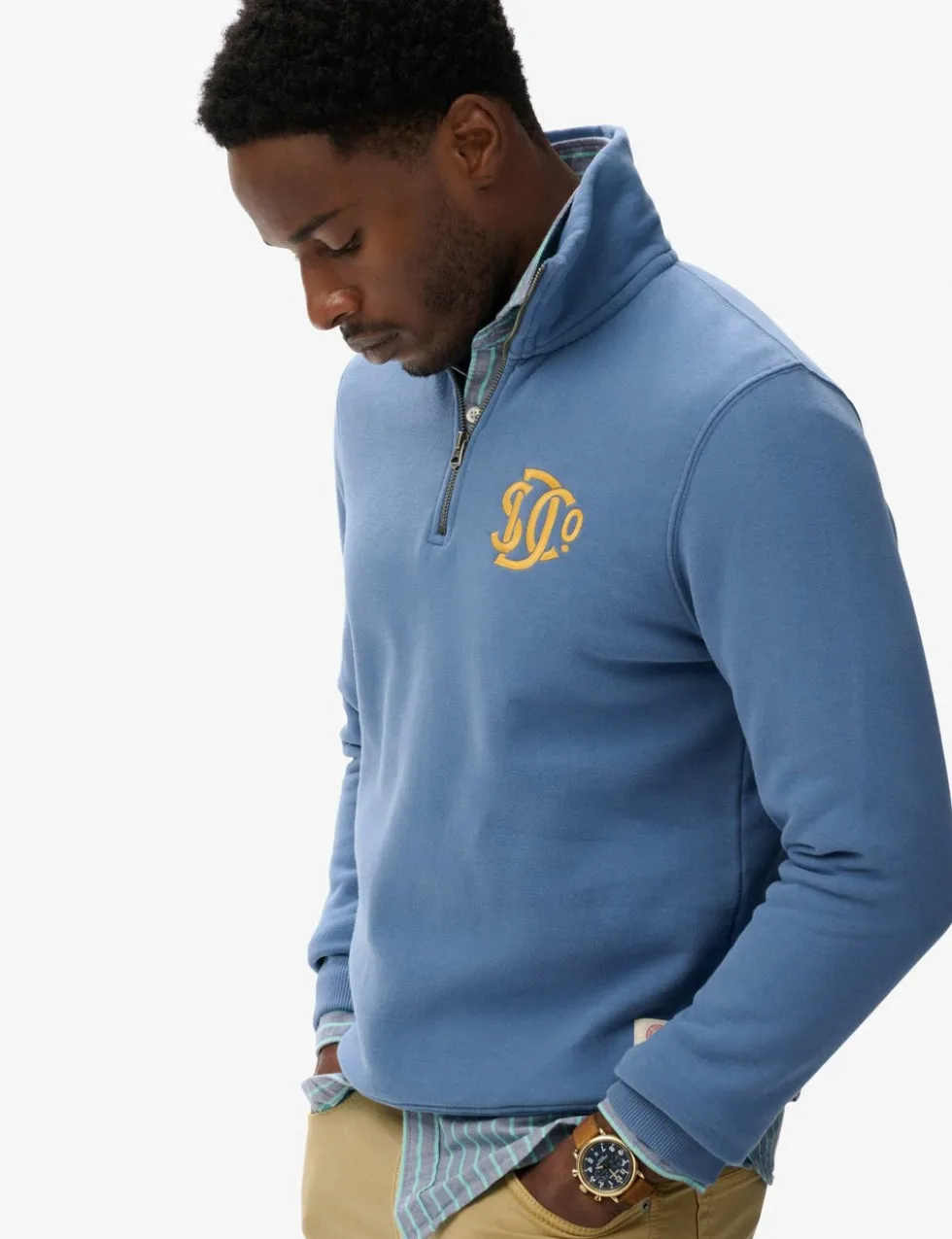 Pure Cotton Funnel Neck Half Zip Sweatshirt