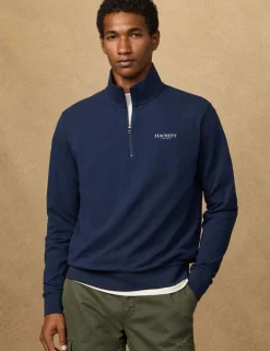 Pure Cotton Funnel Neck Half Zip Sweatshirt