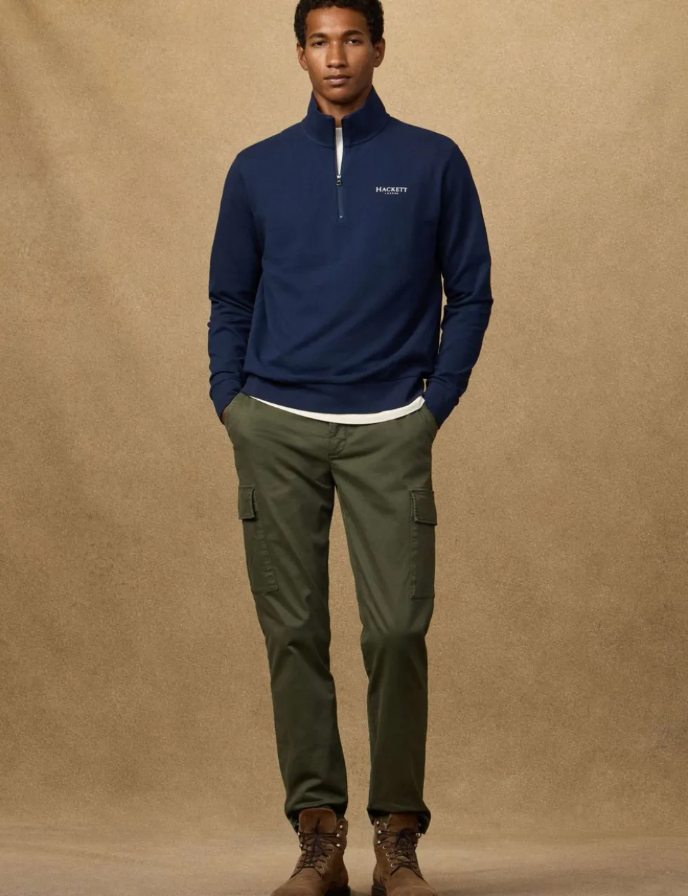 Pure Cotton Funnel Neck Half Zip Sweatshirt