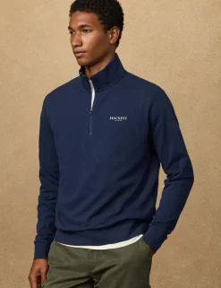 Pure Cotton Funnel Neck Half Zip Sweatshirt