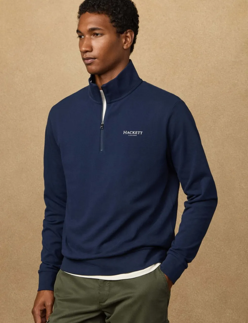 Pure Cotton Funnel Neck Half Zip Sweatshirt