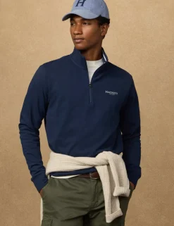 Pure Cotton Funnel Neck Half Zip Sweatshirt