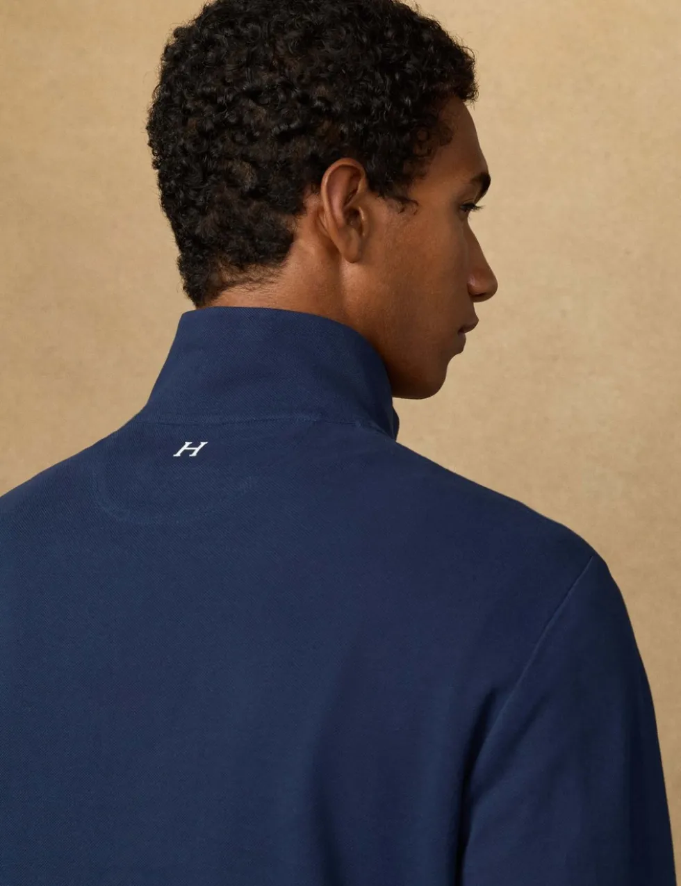 Pure Cotton Funnel Neck Half Zip Sweatshirt