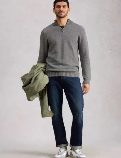 Pure Cotton Funnel Neck Half Zip Jumper