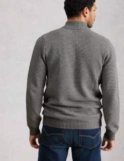 Pure Cotton Funnel Neck Half Zip Jumper