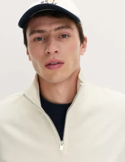 Pure Cotton Garment Dye Half Zip Sweatshirt
