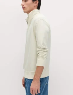Pure Cotton Garment Dye Half Zip Sweatshirt