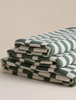 Pure Cotton Geometric Check Towel