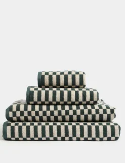 Pure Cotton Geometric Check Towel