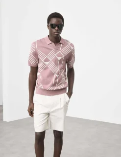 Pure Cotton Geometric Pattern Knitted Polo