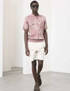 Pure Cotton Geometric Pattern Knitted Polo