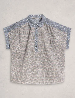 Pure Cotton Geometric Popover Shirt