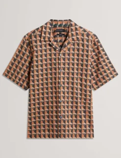 Pure Cotton Geometric Print Shirt