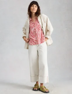 Pure Cotton Geometric Sleeveless Shirt