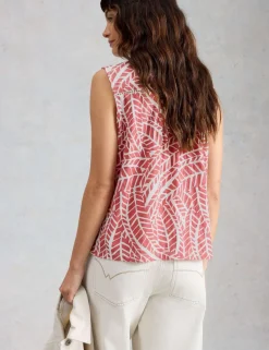 Pure Cotton Geometric Sleeveless Shirt
