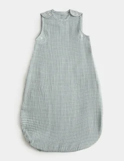 Pure Cotton Gingham 0.5 Tog Sleeping Bag (0-3 Yrs)