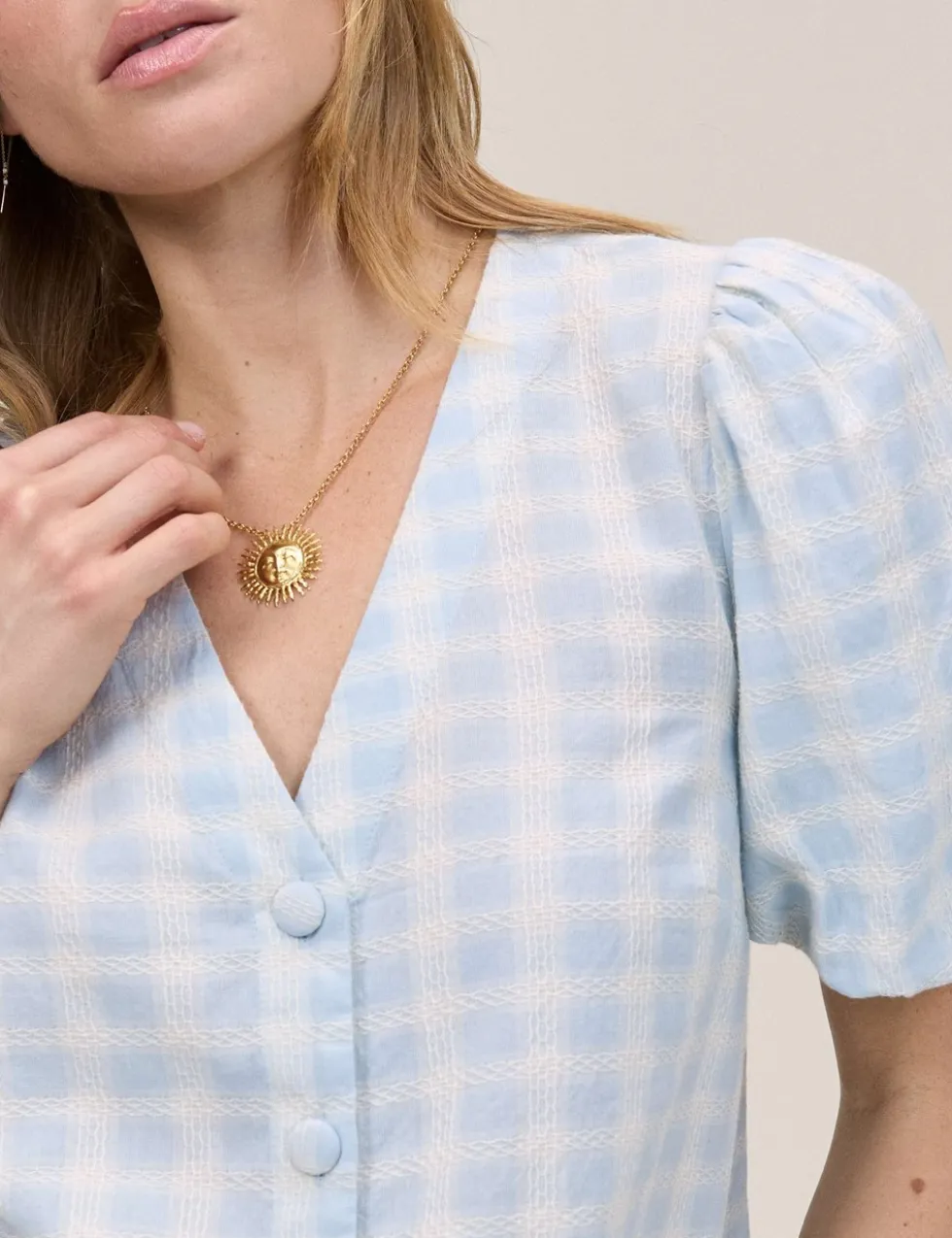 Pure Cotton Gingham Blouse