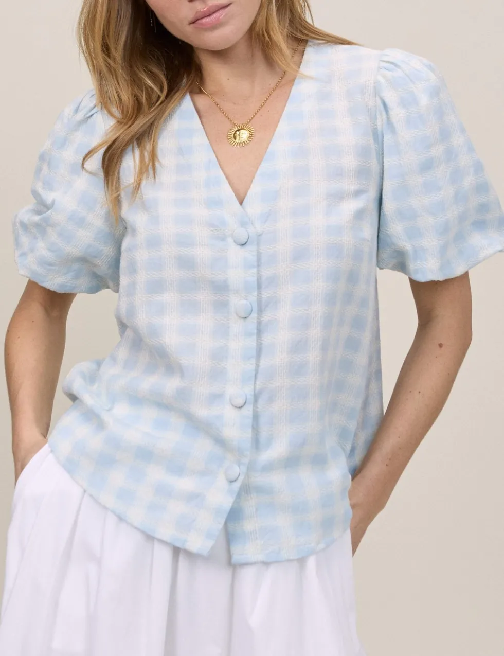 Pure Cotton Gingham Blouse