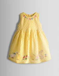 Pure Cotton Gingham Duck & Bunny Dress (6 Mths-7 Yrs)