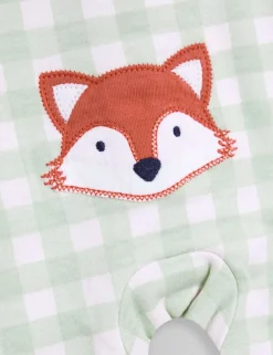 Pure Cotton Gingham Fox Sleepsuit (7lbs-18 Mths)