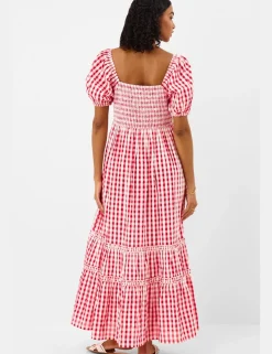 Pure Cotton Gingham Maxi Tiered Dress