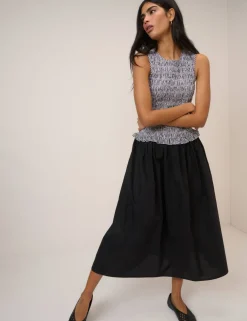 Pure Cotton Gingham Midi Skater Dress
