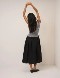 Pure Cotton Gingham Midi Skater Dress