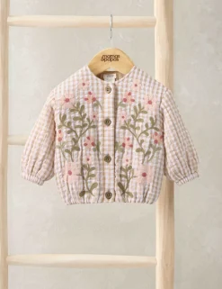 Pure Cotton Gingham Quilted Jacket (3-3 Yrs)