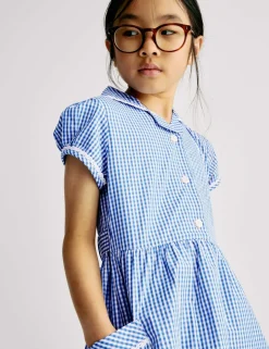 Pure Cotton Gingham School Dress (2-14 Yrs)