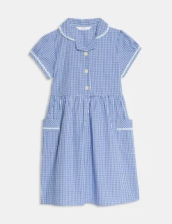 Pure Cotton Gingham School Dress (2-14 Yrs)