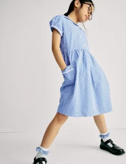 Pure Cotton Gingham School Dress (2-14 Yrs)