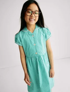 Pure Cotton Gingham School Dress (2-14 Yrs)