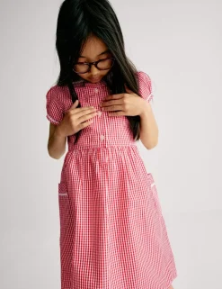 Pure Cotton Gingham School Dress (2-14 Yrs)