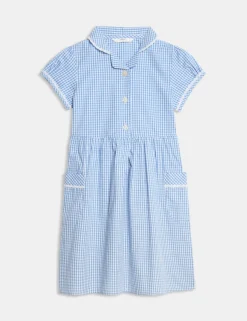 Pure Cotton Gingham School Dress (2-14 Yrs)