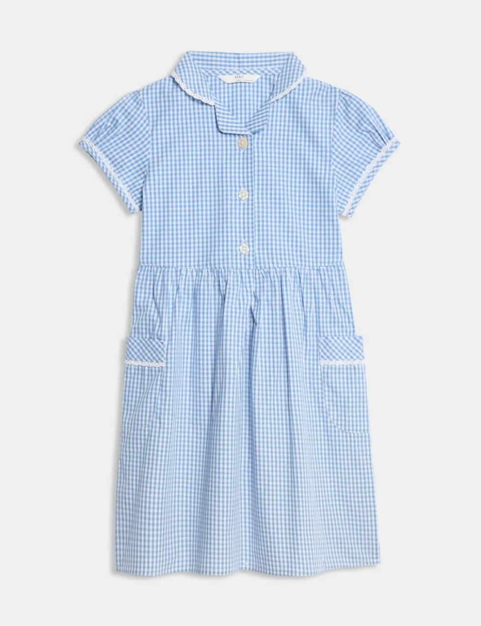 Pure Cotton Gingham School Dress (2-14 Yrs)