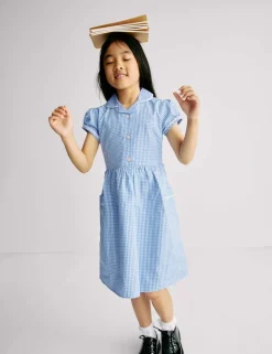 Pure Cotton Gingham School Dress (2-14 Yrs)