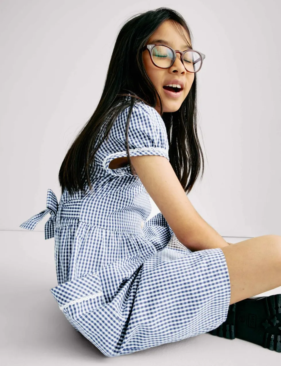 Pure Cotton Gingham School Dress (2-14 Yrs)