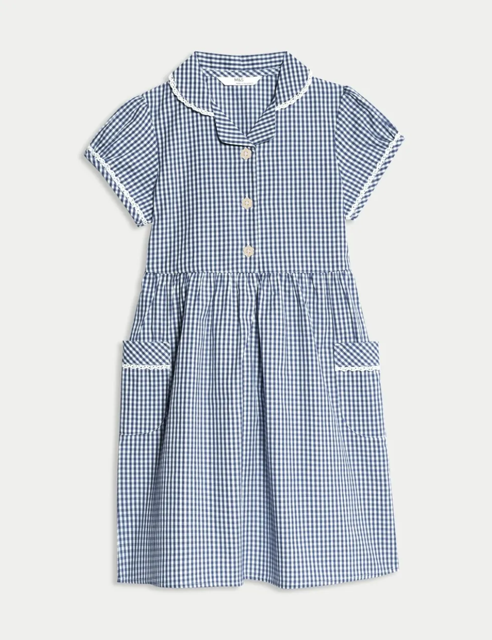 Pure Cotton Gingham School Dress (2-14 Yrs)